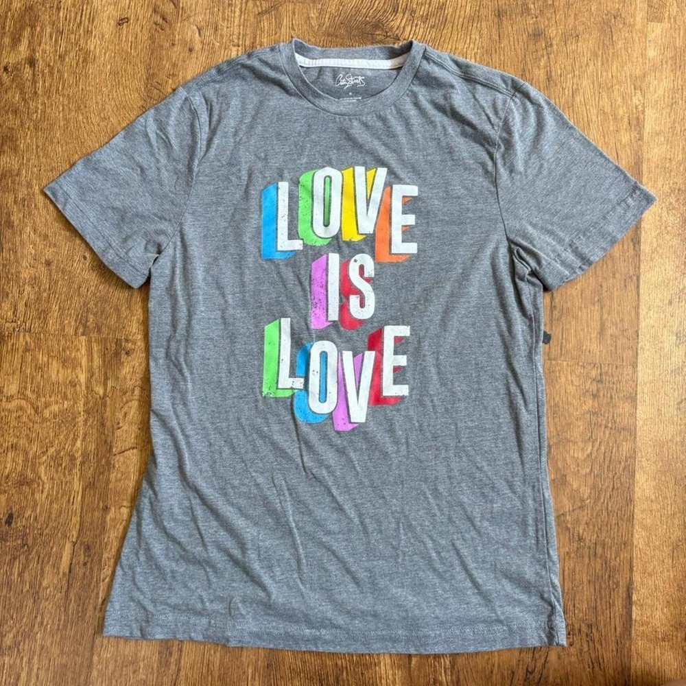 City Streets Love is Love Grey Graphic T-Shirt Rainbow Pride Bold Casual Medium